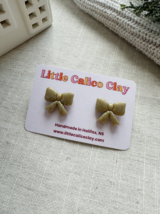 Holiday Bow Studs | Polymer Clay Earrings 
