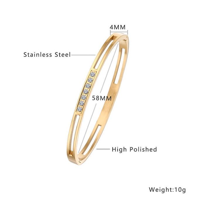 Multi Style 18K Gold Plated Stainless Steel Cuff Bangles-FGS