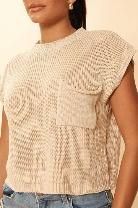 Sleeveless knit sweater