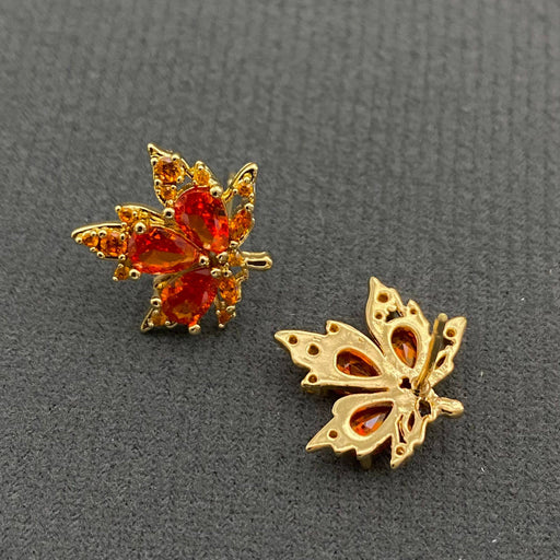 Rhinestone Maple Leaf Earrings