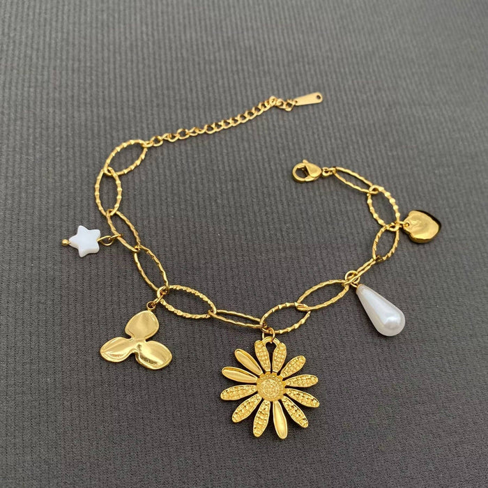 18K Gold Plated Stainless Steel Charm Bracelet MIO66053 -FGS