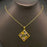 Dried Flower Rhombus Charm 18K Gold Plated Necklace