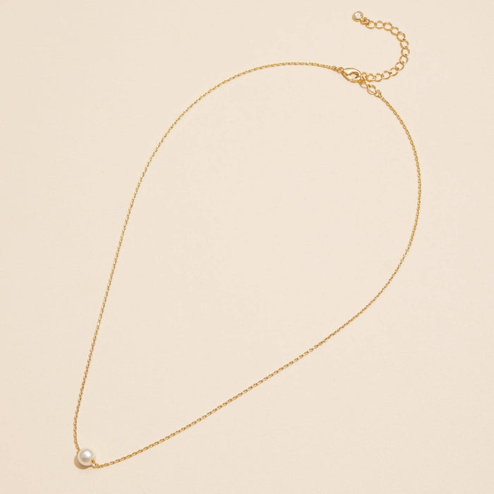 6mm Classic Pearl Charm 18K Gold Dip Necklace