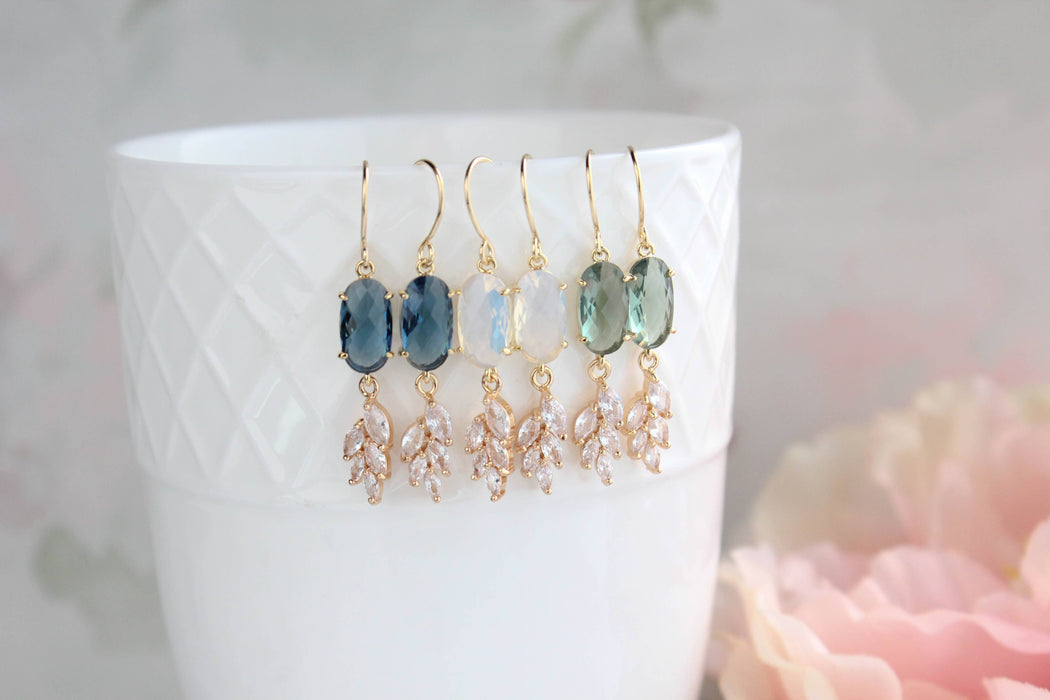 Sparkling Crystal Earrings | Leaf Earring