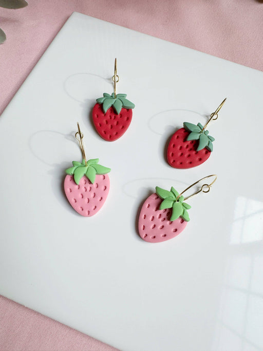 Strawberry Hoops | Polymer Clay Earrings