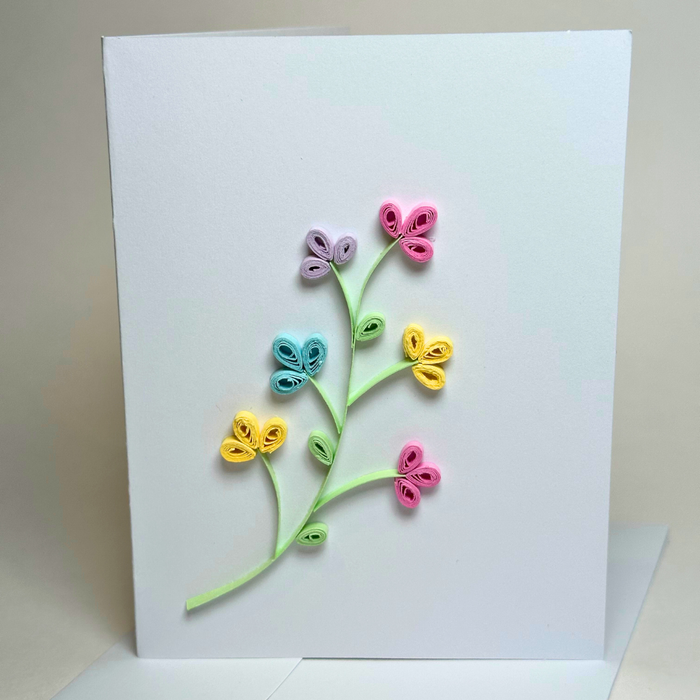 Spring Flower Blossom Pastel Paper Quilled Greeting Card