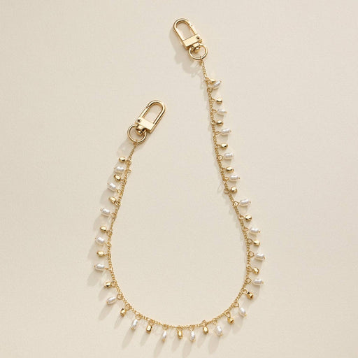 Gold Chain Bag Charm with Pearl Accents Handbag Accessory