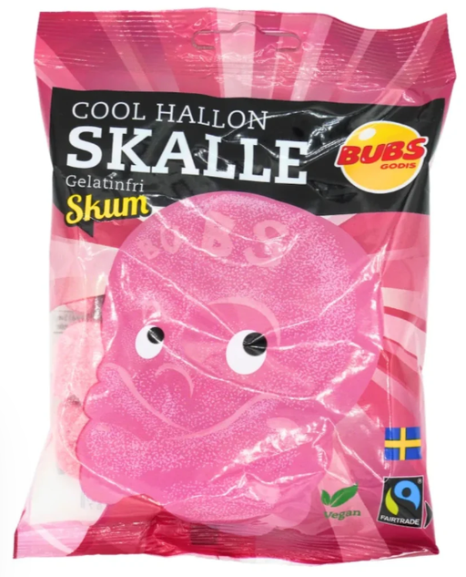Bubs Sour Raspberry Skull Gummy 90g Bags