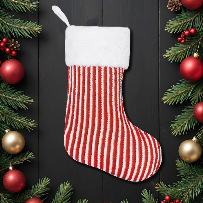 Classic Polka Dot & Striped Knit Christmas Stockings
