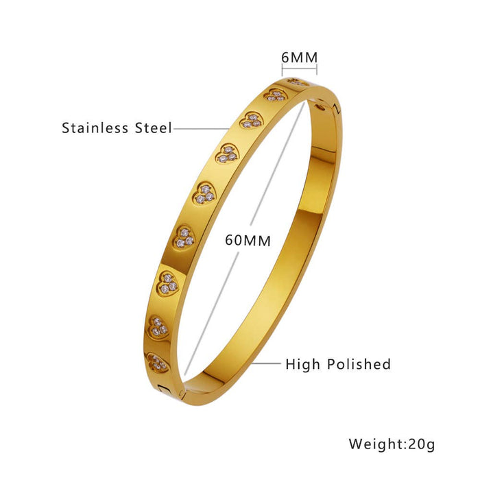 Multi Style 18K Gold Plated Stainless Steel Cuff Bangles-FGS