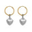 18K Gold Stainless Steel Mixed Metal Heart Charm Earrings
