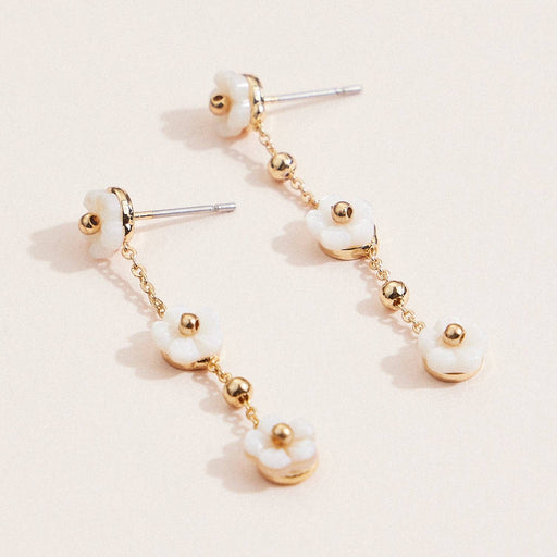 Mother of Pearl Floral Chain Drop Earrings