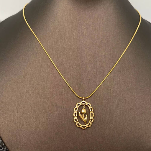 Hollow Flower Charm 18K Gold Plated S.Steel Necklace - FGS