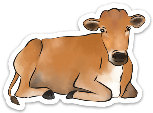 Brown Cow Sticker 3.25x2.25in