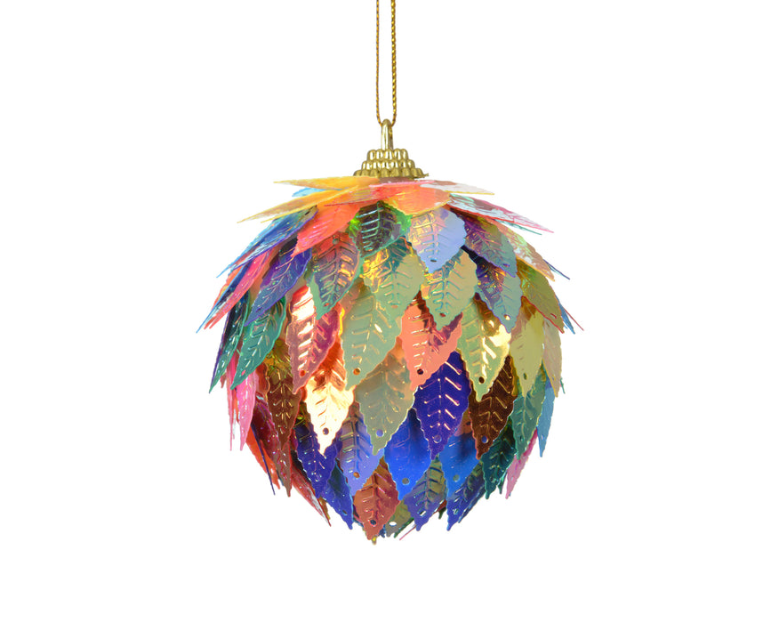 Orn Ball Multi Coloured Leaves