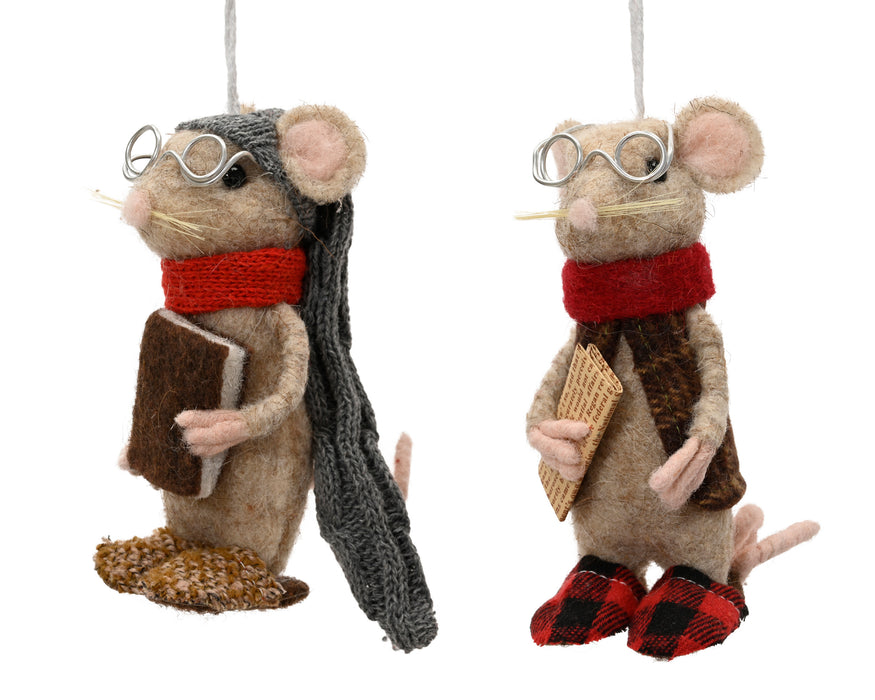 Orn Mouse with Book & Slippers