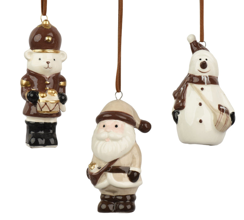 Orn Polar Bear/Santa/ Snowman Brown/Tan