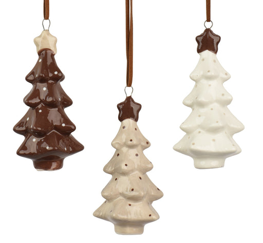 Orn Christmas Tree with Star Brown/Tan/Cream