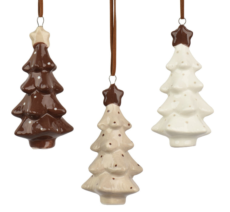Orn Christmas Tree with Star Brown/Tan/Cream
