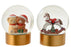 Snowglobe Rocking Horse/2 Teddies Gold 13 cm