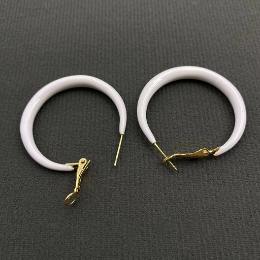 White Enamel Hoop Earrings