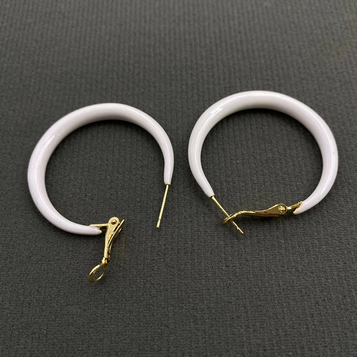 White Enamel Hoop Earrings