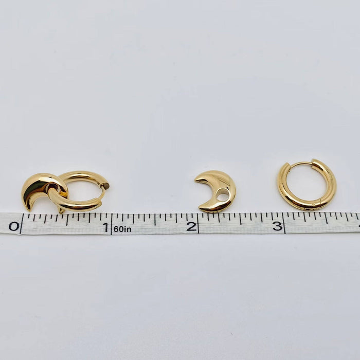 Gold-plated Stainless Steel Moon Huggie Earrings - FGS/MS