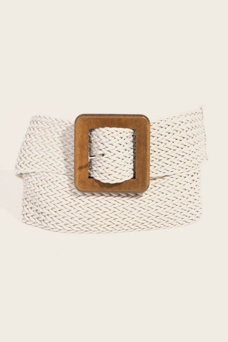 Wooden Square Buckle Braided Belt