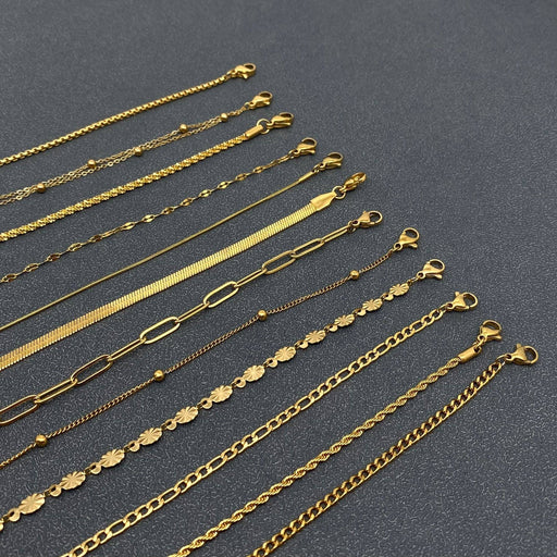 Multi Style 18K Gold Plated SS Chain DIY Accessories - FGS