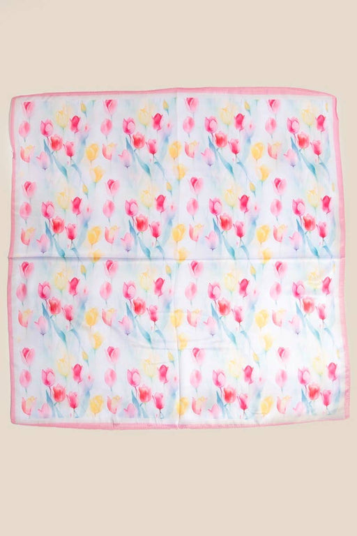 Floral Tulip Pattern Square Bandana Scarf