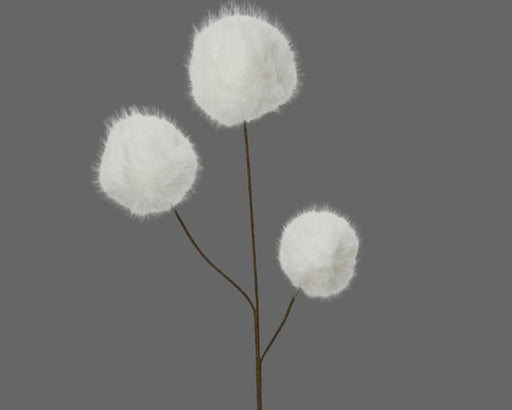 Spray Faux Fur Pompoms White