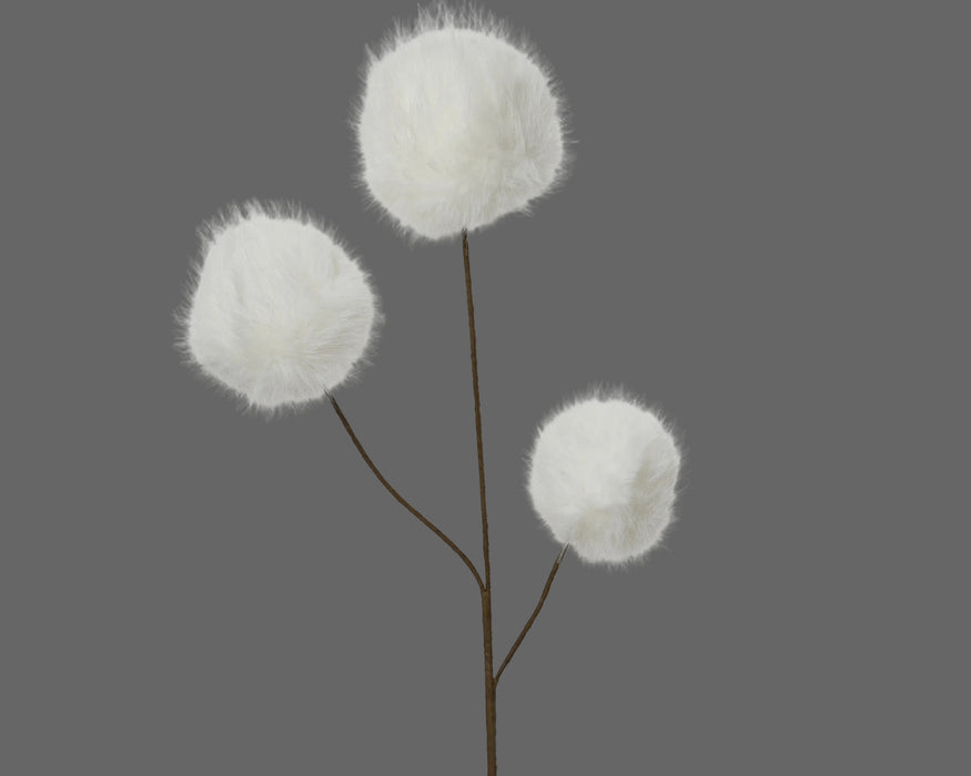 Spray Faux Fur Pompoms White