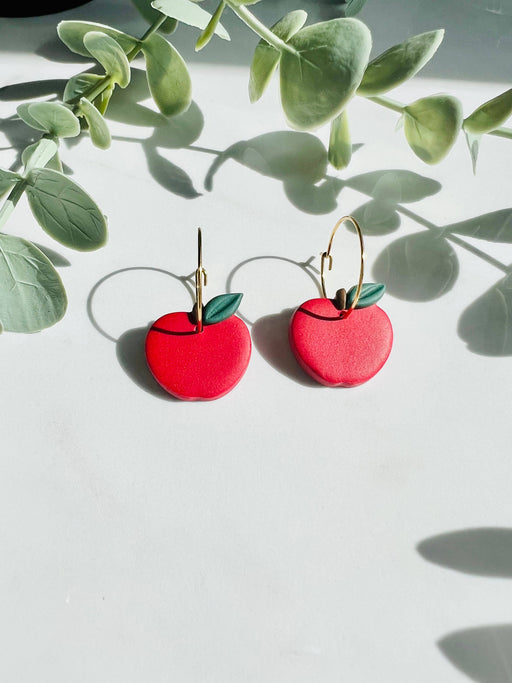 Apple Hoop Earrings | Polymer Clay Earrings