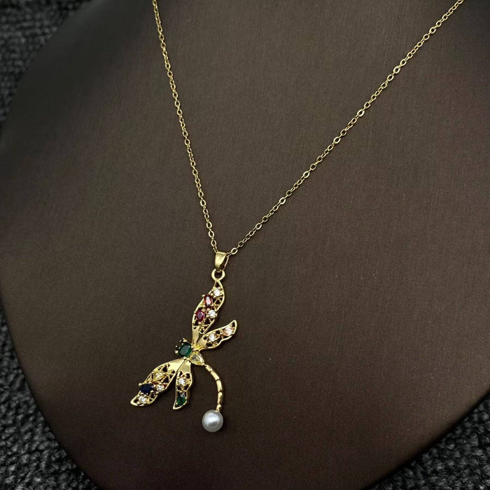 Dragonfly Charm Gold-plated Necklace