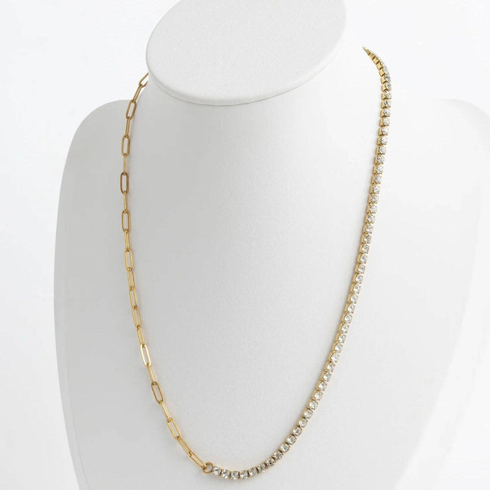 Paperclip Tennis Chain Split Necklace