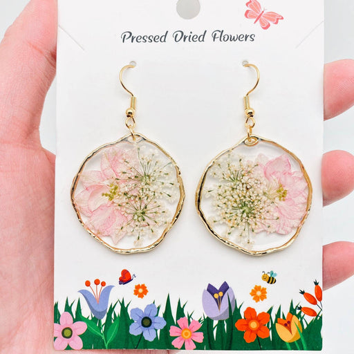 Delphinium & Queen Anne's Lace Dried Flowers Earrings