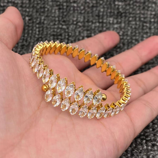 Sparkling Full Rhombic CZ 18K Golden SSl Bracelet - FGS