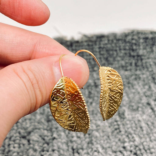 FGS - Leaves Charm18K Gold Plated Stainless Steel Earrings