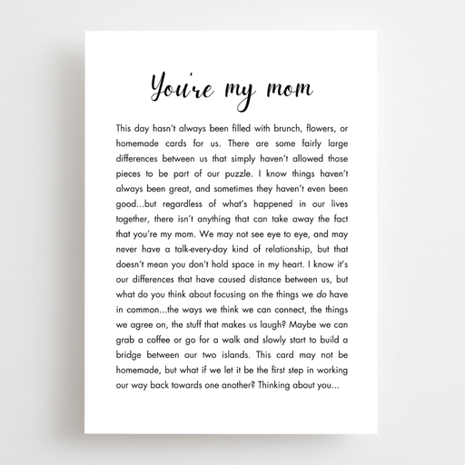 The Lettery Studio - Mother's Day Card - Strained Relationship