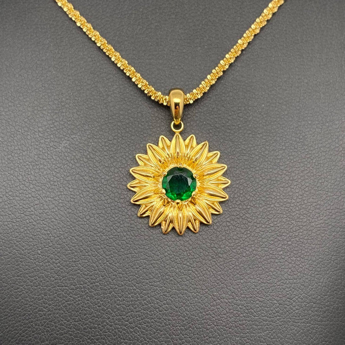 Zircon Inlaid Daisy 18K Gold Plated S.Steel Necklace