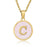 Pink Shell Initial 18K Gold Plated SS Round Charm Necklace