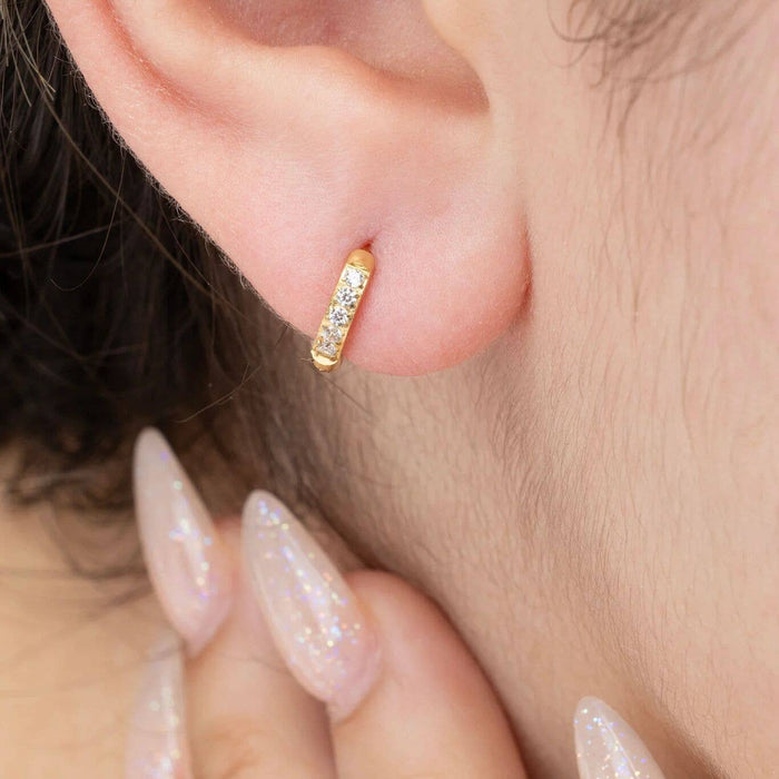 14K Gold Filled PLUS CZ Stone Huggie Earrings