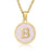 Pink Shell Initial 18K Gold Plated SS Round Charm Necklace