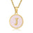 Pink Shell Initial 18K Gold Plated SS Round Charm Necklace