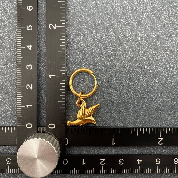 FGS - Bird Charm 18K Gold Plated SS Huggie Earrings