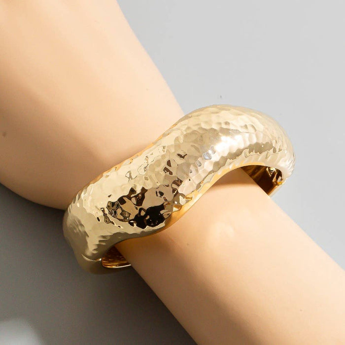 Hammered Sculpted Dome Bangle Bracelet