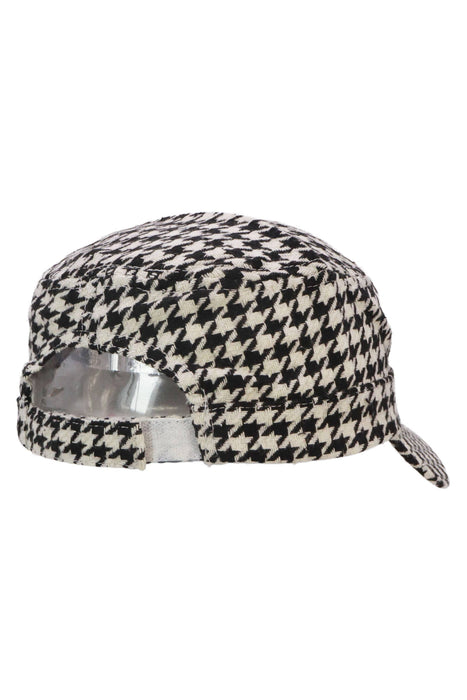 Classic Houndstooth Checkered Woven Cadet Cap