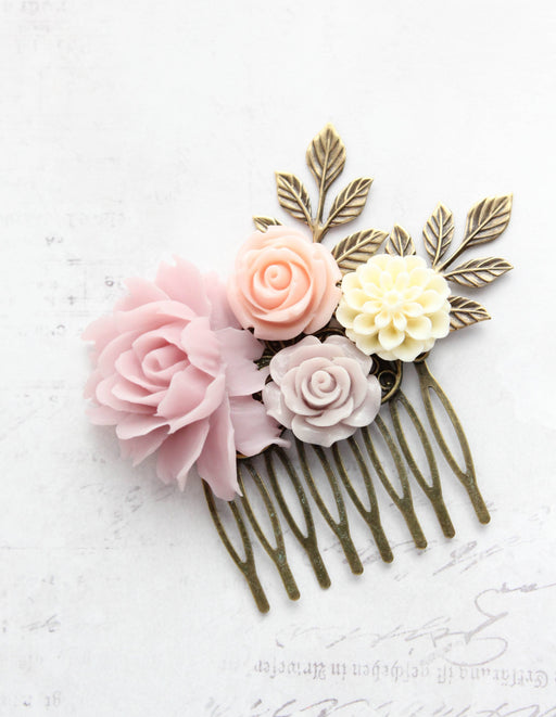 Flower Hair Comb | Vintage Style | Lavender Pink and Purple