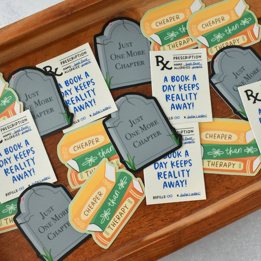 Cheaper Than Therapy Book Stack Sticker
