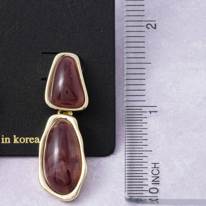 Marbled Cabochon Double Drop Earrings